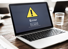 error message on a laptop