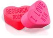 Candy Hearts stamped I love NIH and Research Rocks