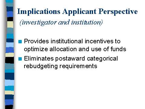 Implications Applicant Perspective (investigator and institution)