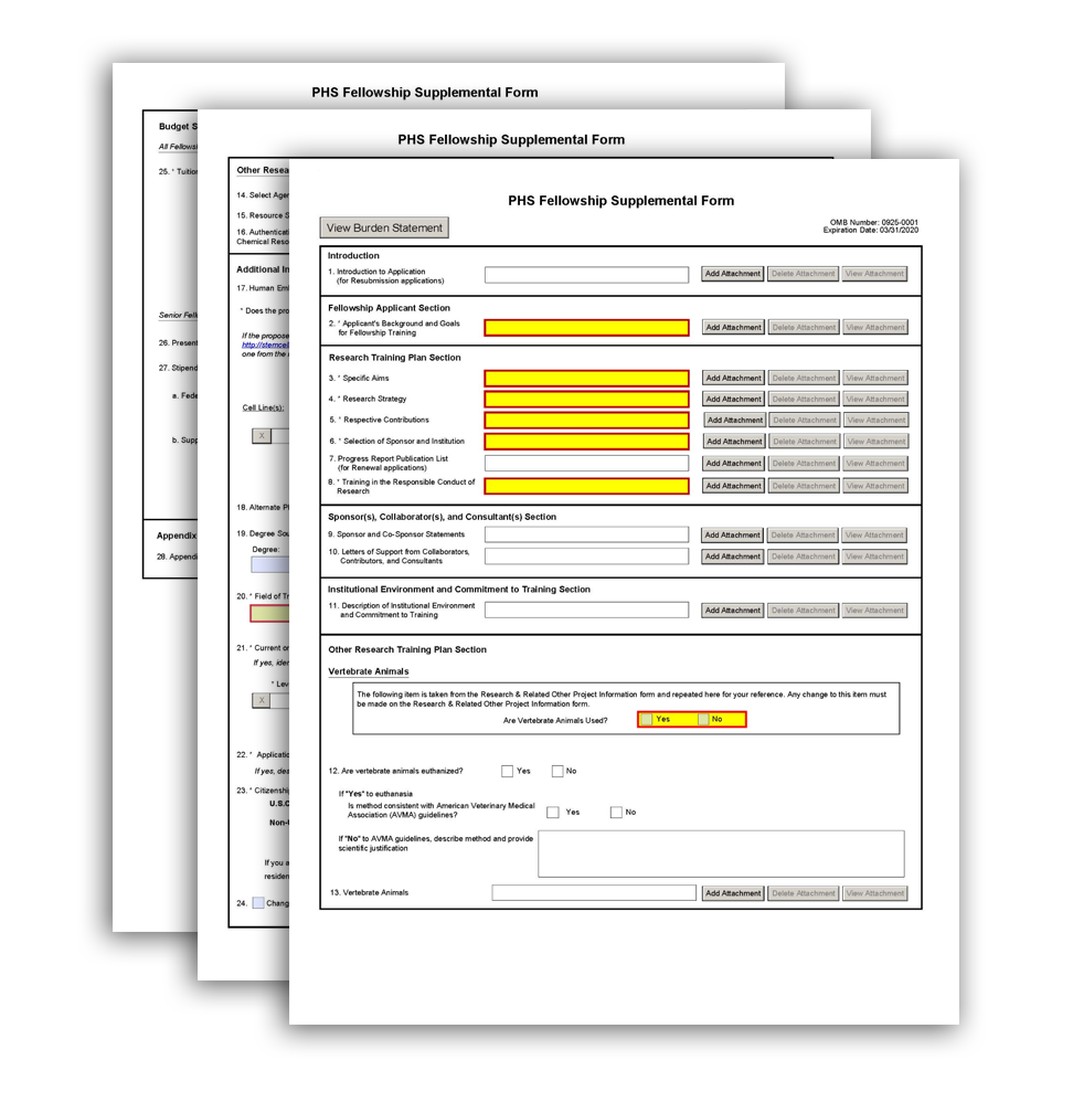 PHS Fellowship Supplemental Form