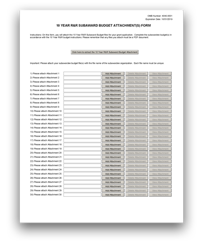 R&R Subaward Budget Attachment Form