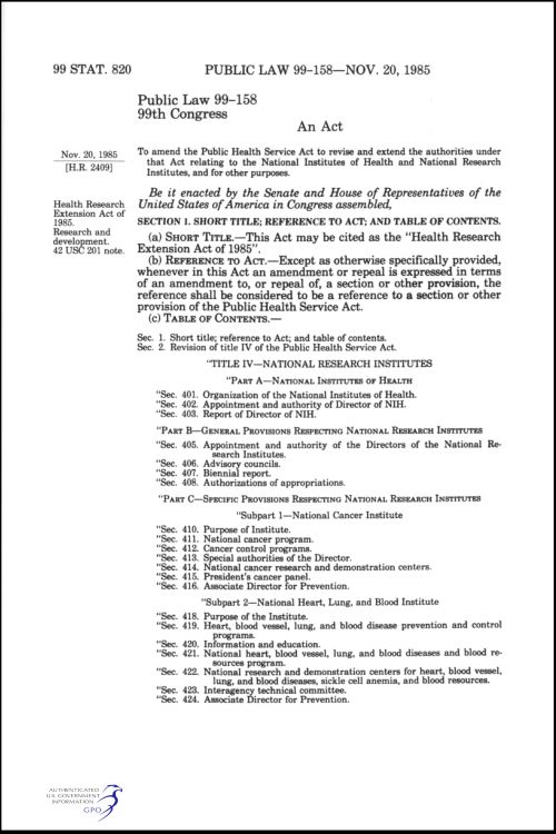 Health Research Extension Act of 1985
