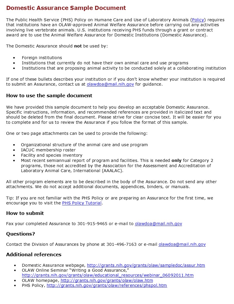 Domestic Assurance Cover